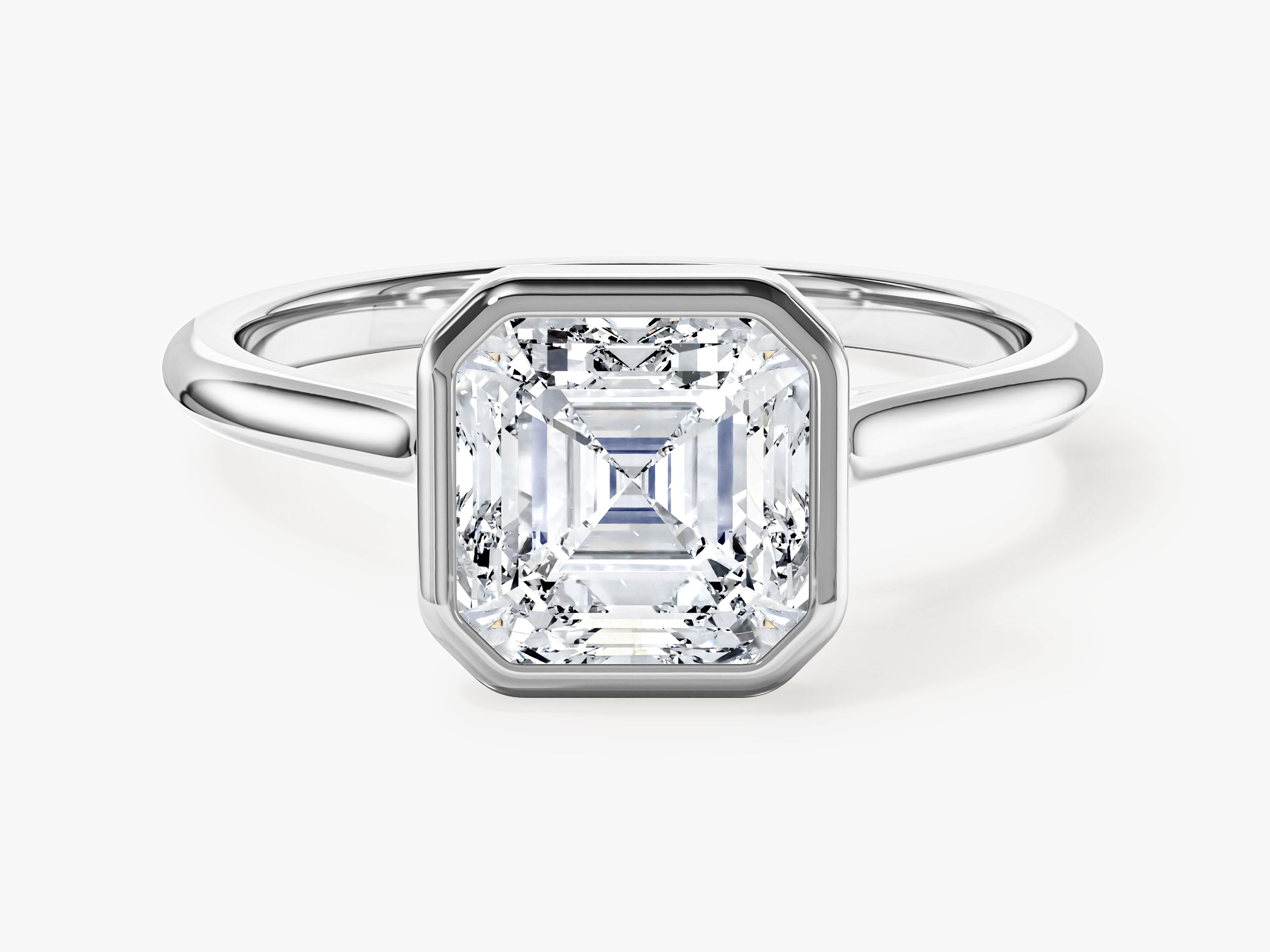 Bezel Asscher Moissanite Engagement Ring (2.00 CT)