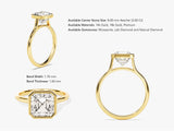 Gold Asscher cut diamond engagement ring, 14k, 18k, platinum