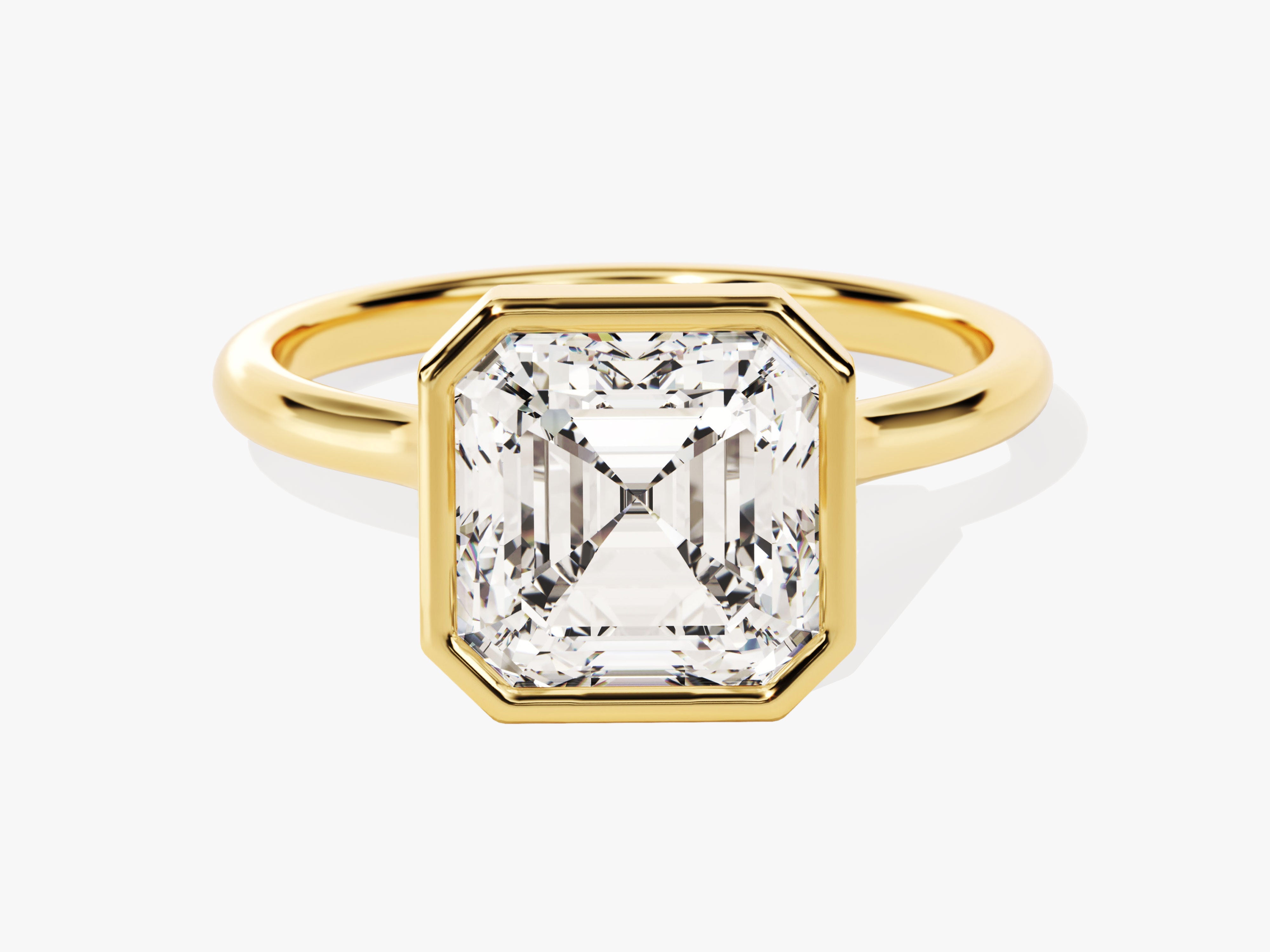 Gold ring with emerald cut diamond engagement jewelry