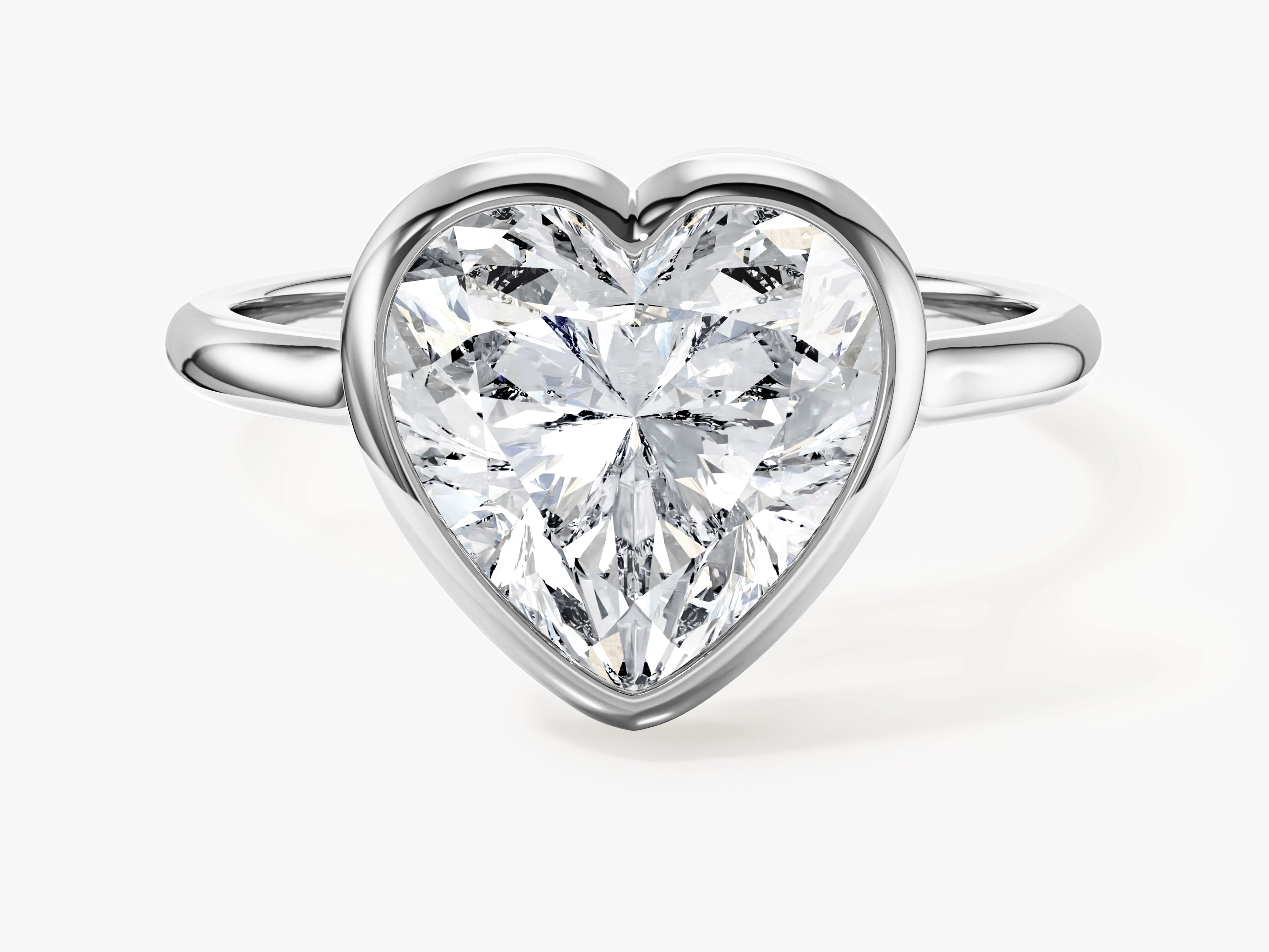 Bezel Heart Moissanite Engagement Ring (3.00 CT)