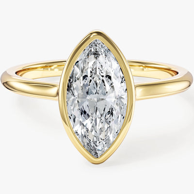 Bezel Marquise Moissanite Engagement Ring (1.50 CT)
