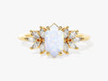 Long Hexagon Opal Engagement Ring with Moissanite Sidestones