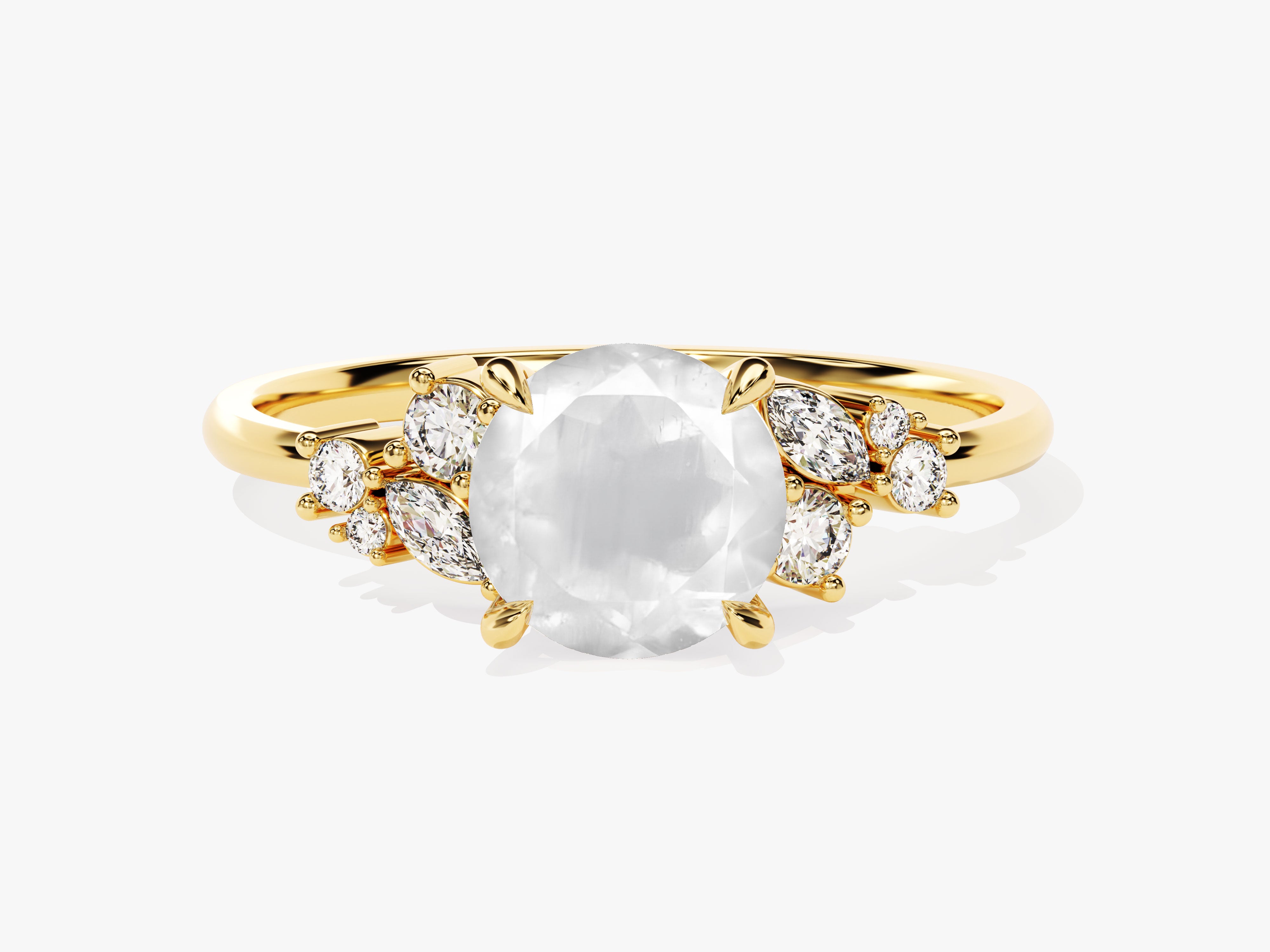 Gold ring with oval gemstone and diamond accents