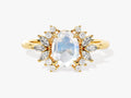 Oval Moonstone Engagement Ring with Moissanite Cluster