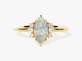 Marquise Opal Engagement Ring with Round Moissanite Sidestones
