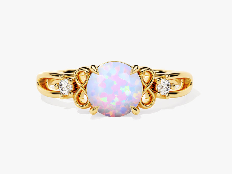 Gold opal ring with diamonds, elegant jewelry for her