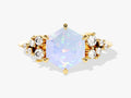 Hexagon Opal Engagement Ring with Moissanite Cluster