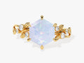 Hexagon Opal Nature-Inspired Engagement Ring with Moissanite Sidestones