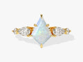 Kite Opal Engagement Ring with Pear Moissanite Sidestones