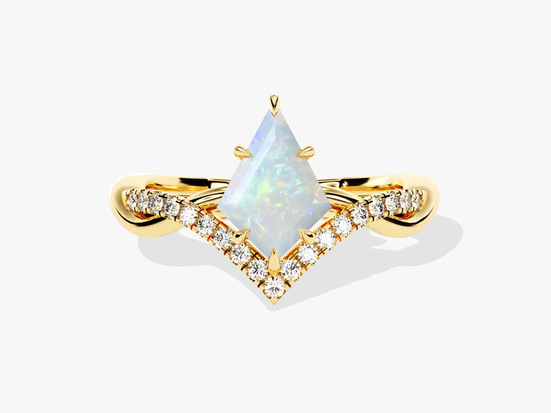 Gold ring with opal and diamonds, jewelry design