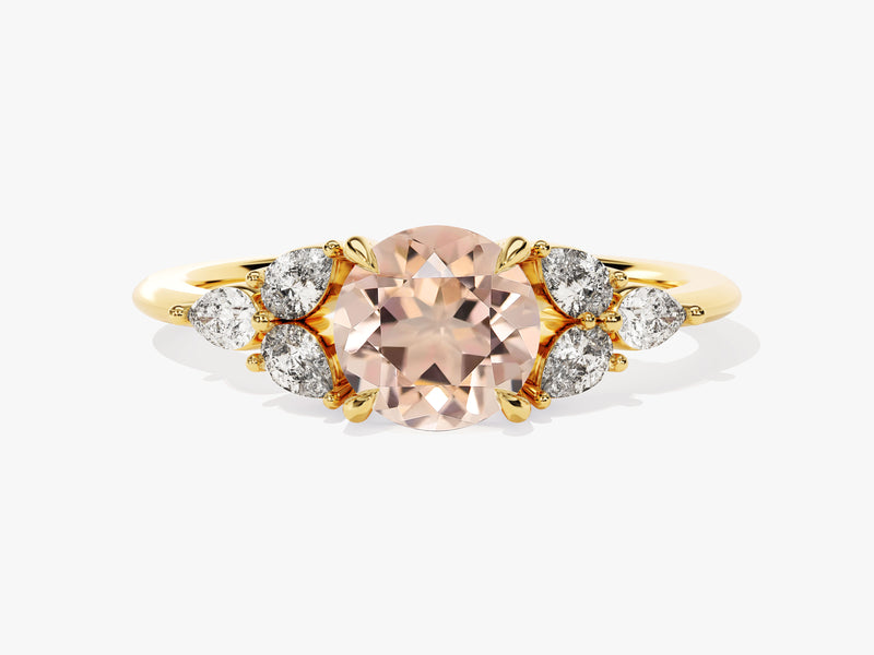 Gold ring with morganite and diamonds, fine jewelry