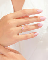 Double Heart Promise Ring with Sidestones