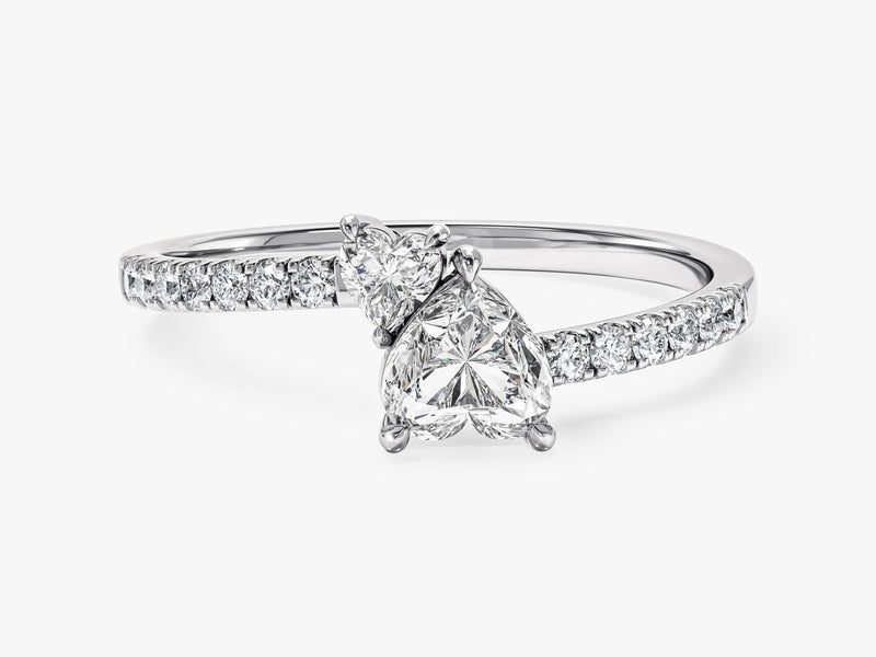 Double Heart Promise Ring with Sidestones