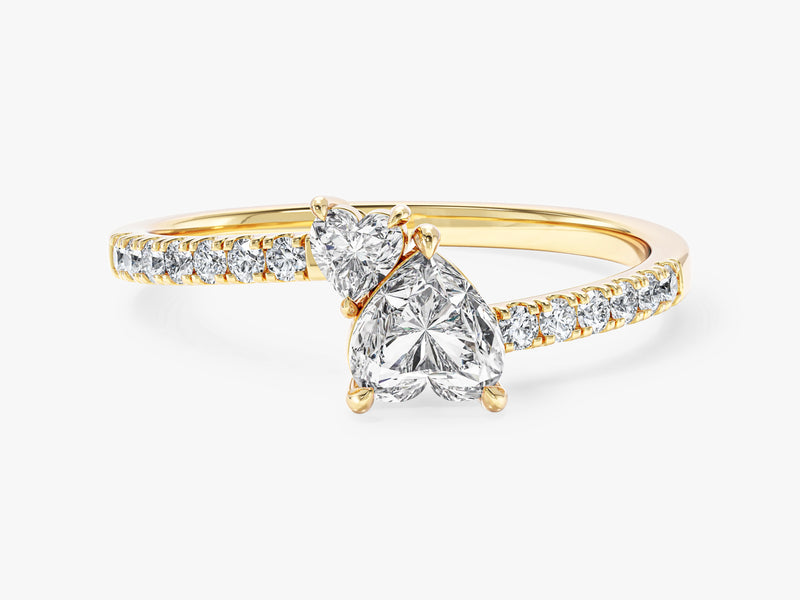 Double Heart Promise Ring with Sidestones