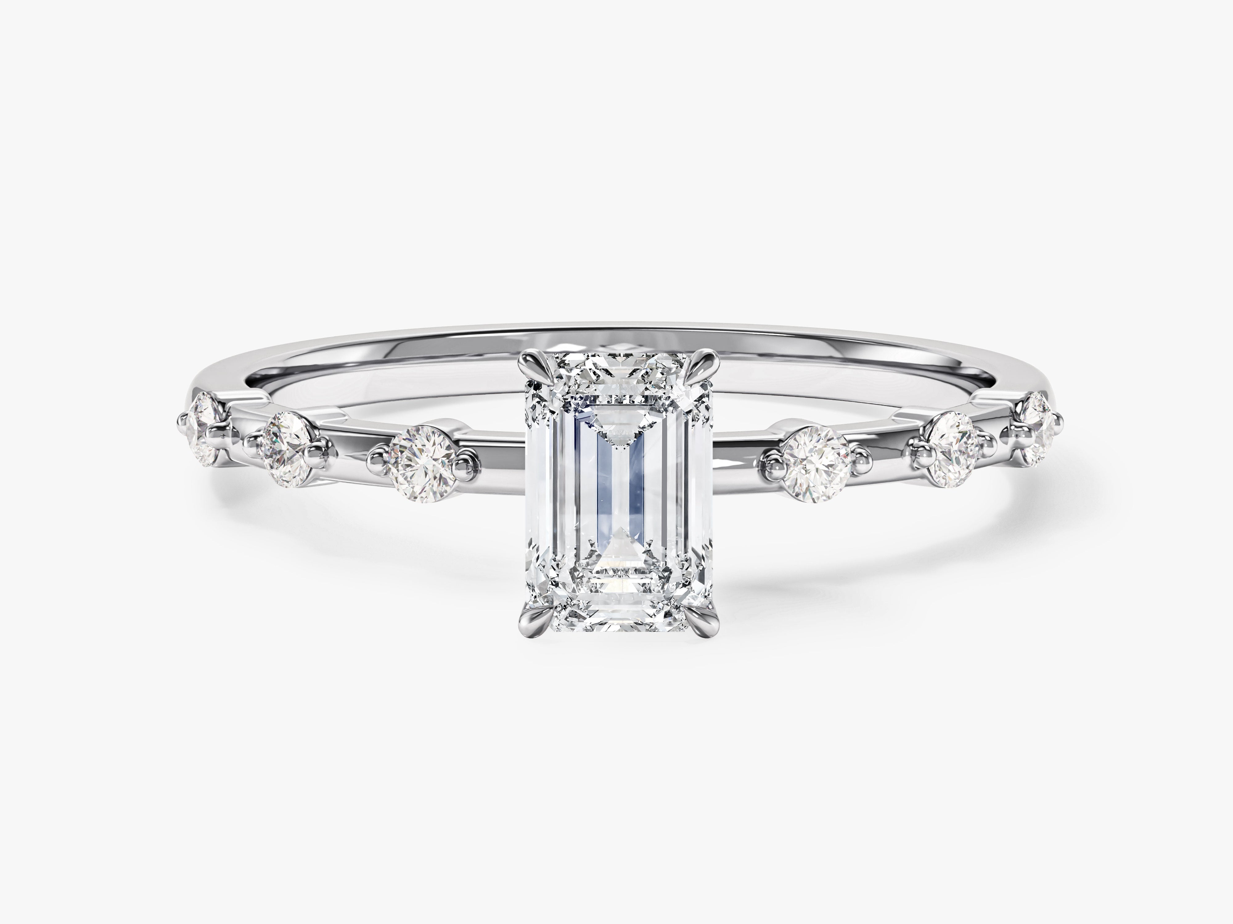 Emerald Cut Promise Ring with Sidestones
