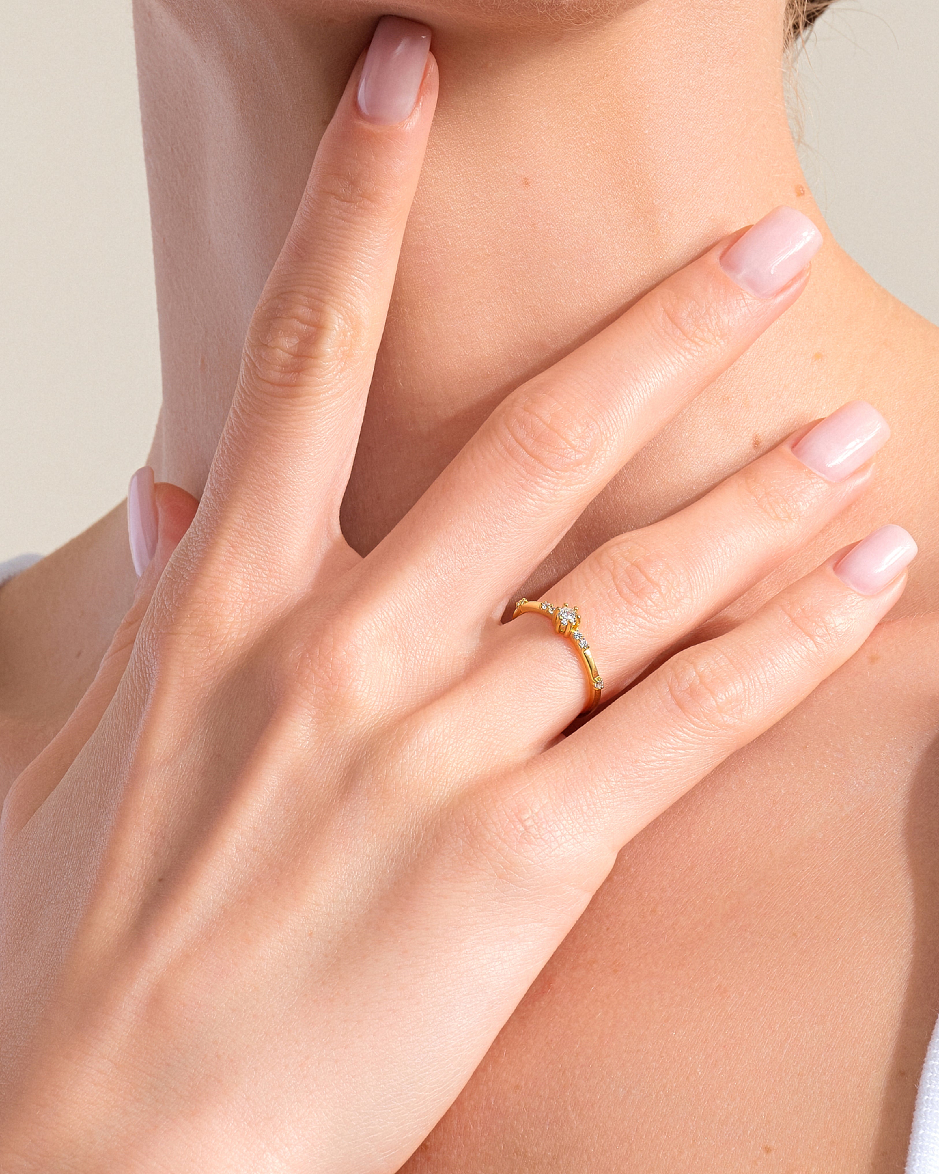 Scattered Round Cut Stone Promise Ring