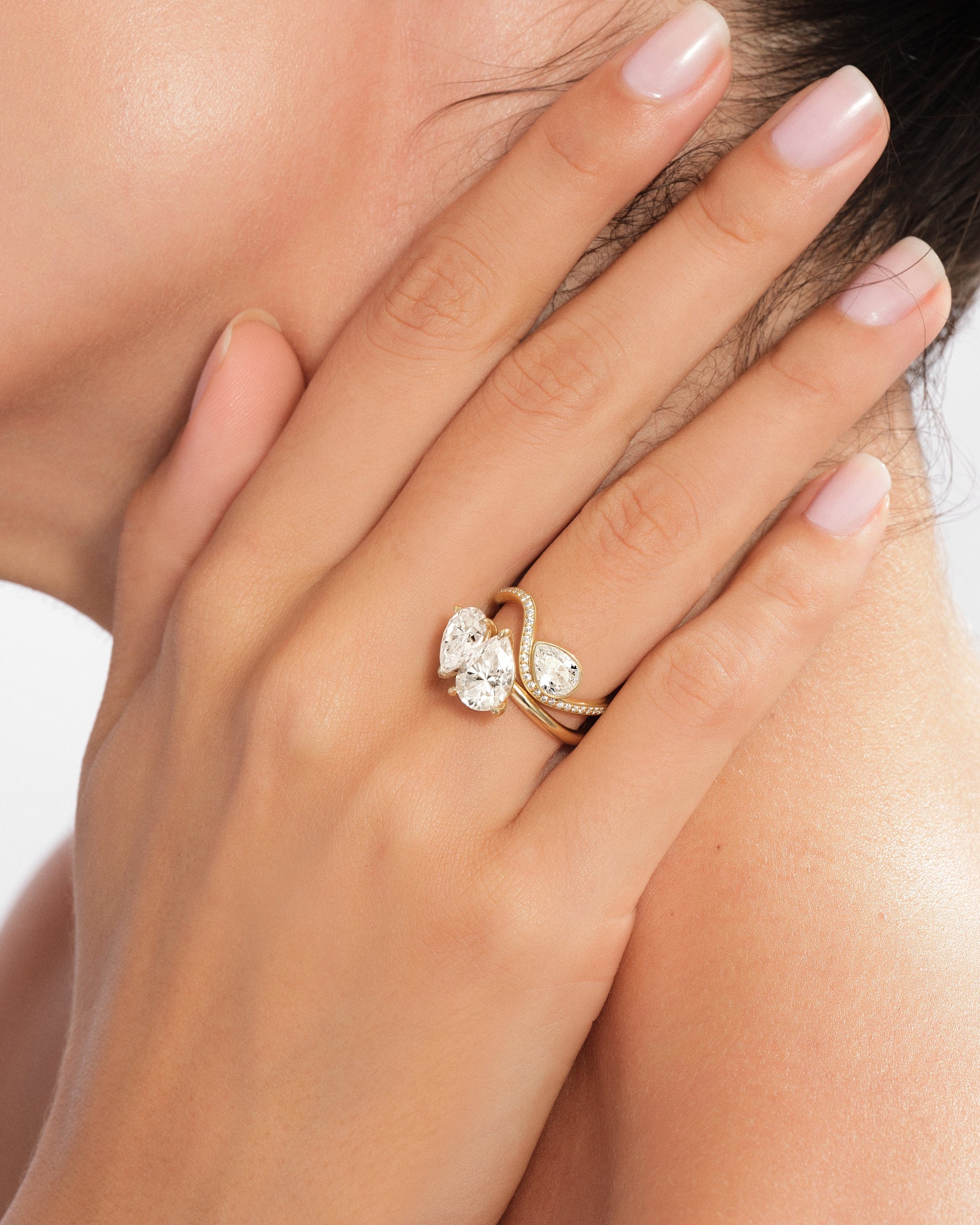 Pear Cut Moissanite Toi et Moi Engagement Ring