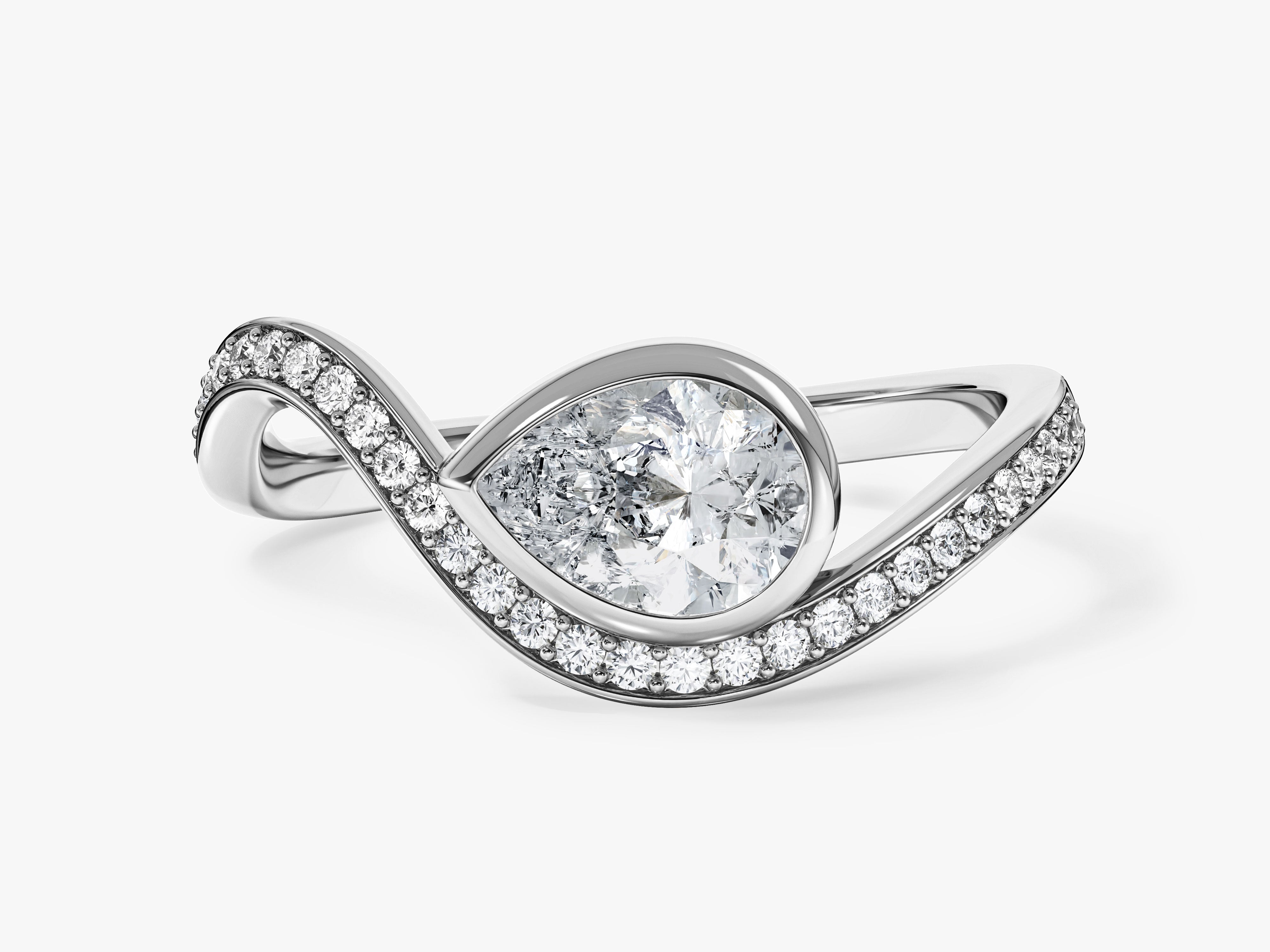 Curved Band Moissanite Engagement Ring