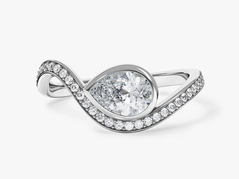 Curved Band Moissanite Engagement Ring