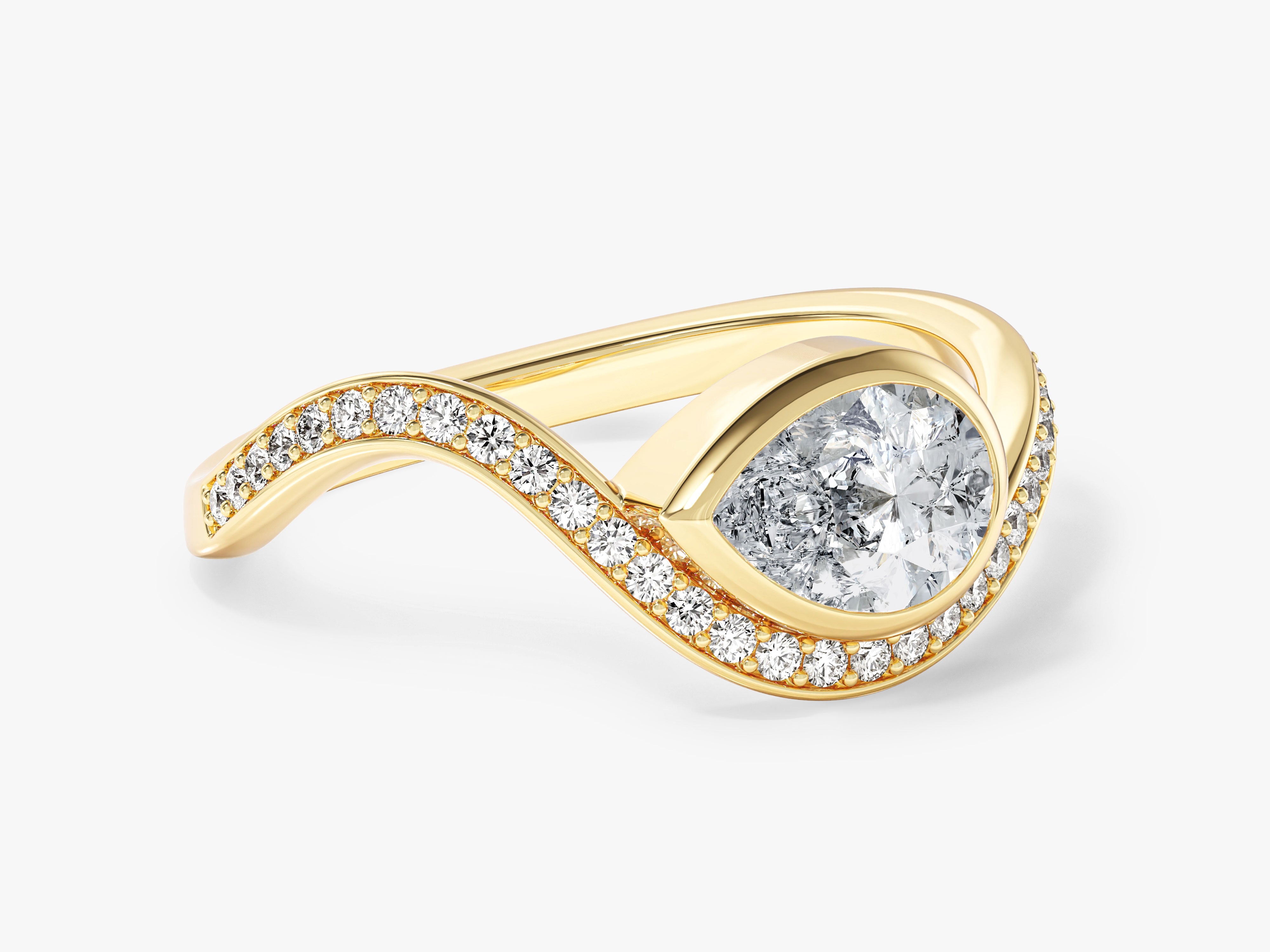 Curved Band Moissanite Engagement Ring