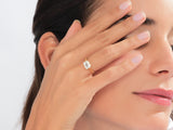 Flat Band Emerald Cut Moissanite Engagement Ring
