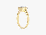 Flat Band Emerald Cut Moissanite Engagement Ring