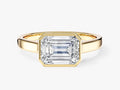 Flat Band Emerald Cut Moissanite Engagement Ring