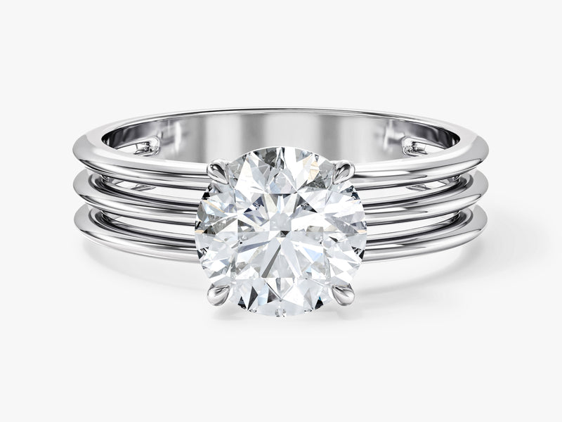 Triple Band Moissanite Engagement Ring
