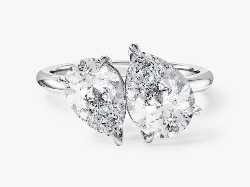 Pear Cut Moissanite Toi et Moi Engagement Ring