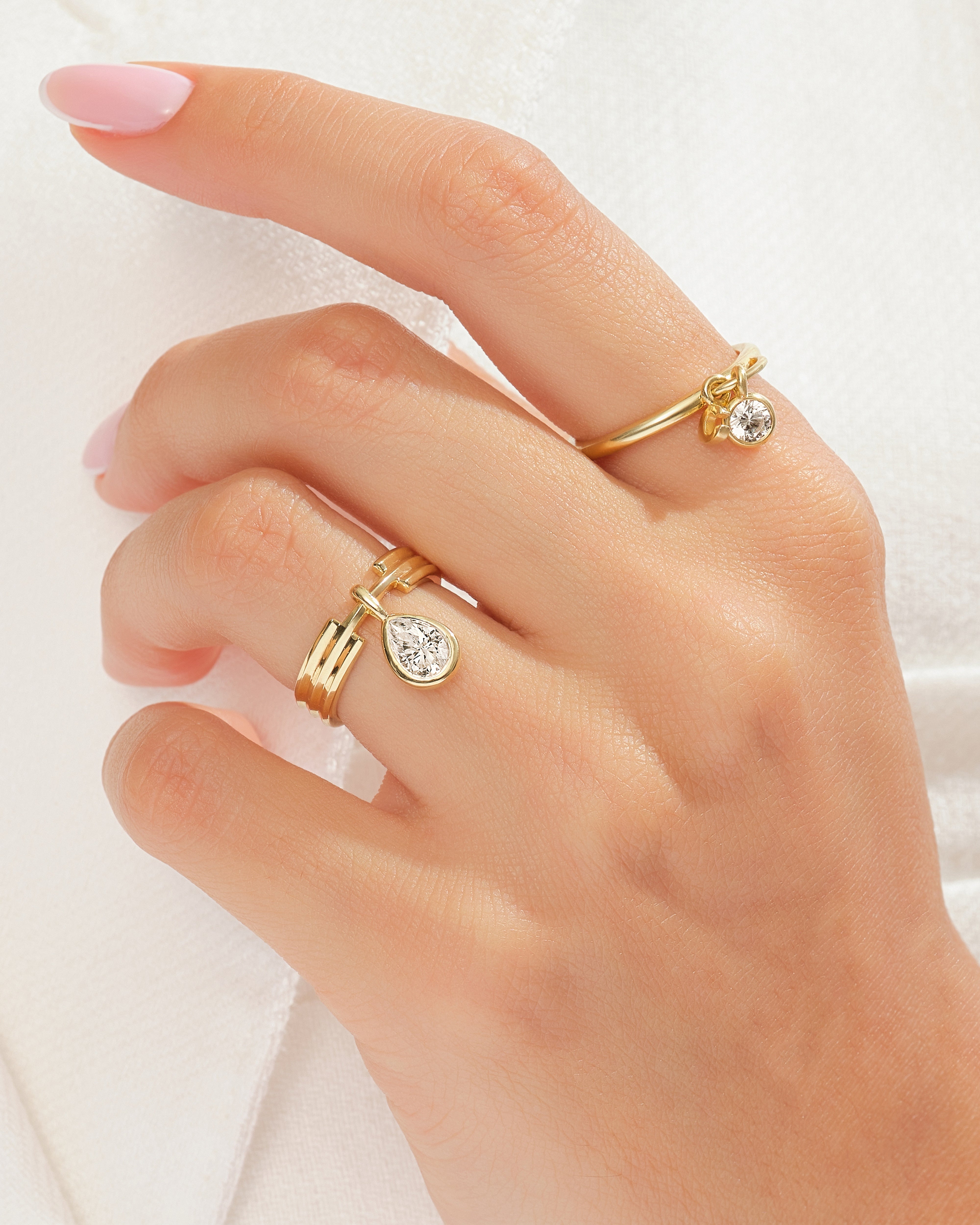 Pear Cut Charm Promise Ring