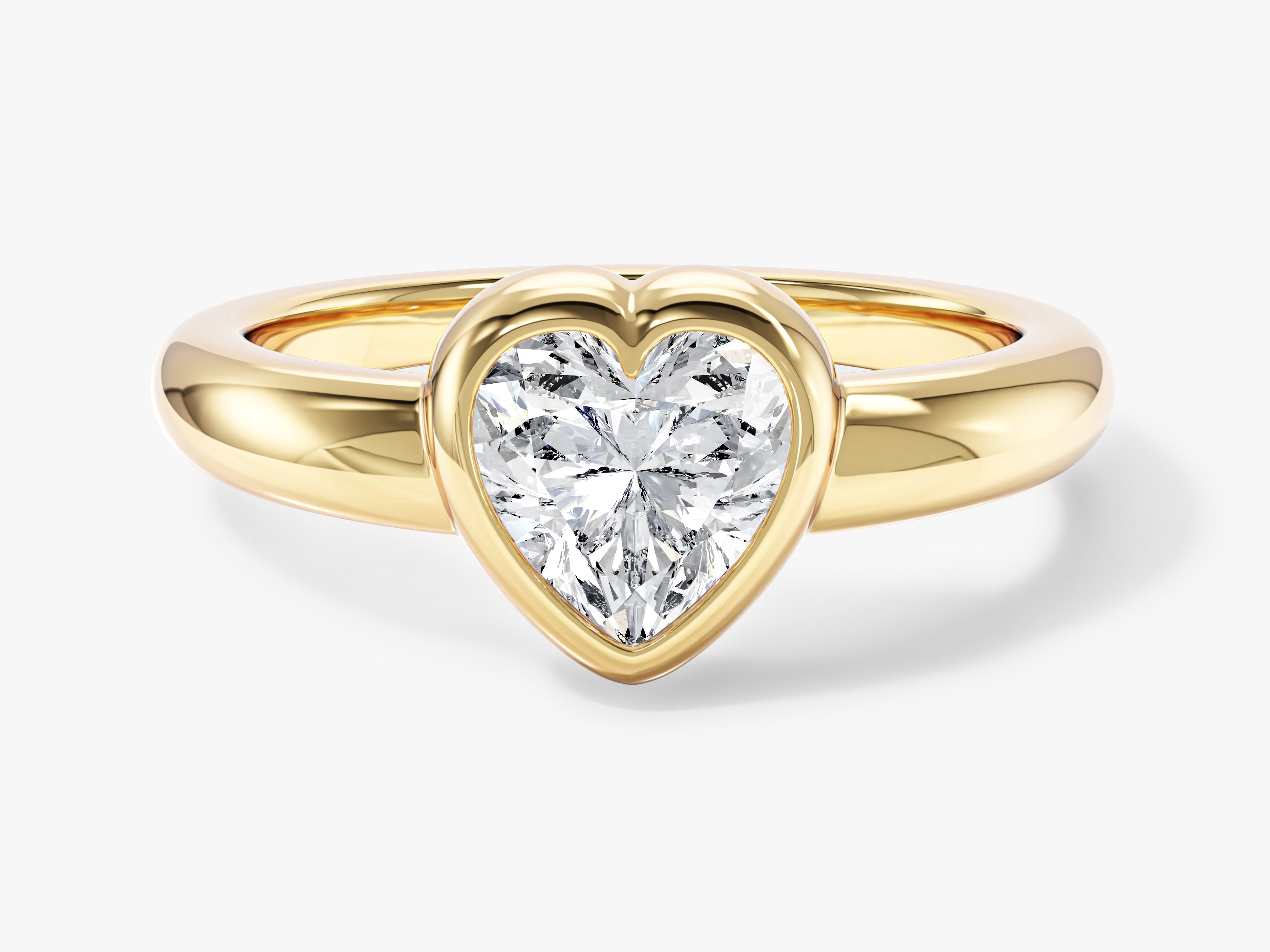 Dome Bezel Heart Lab Grown Diamond Engagement Ring