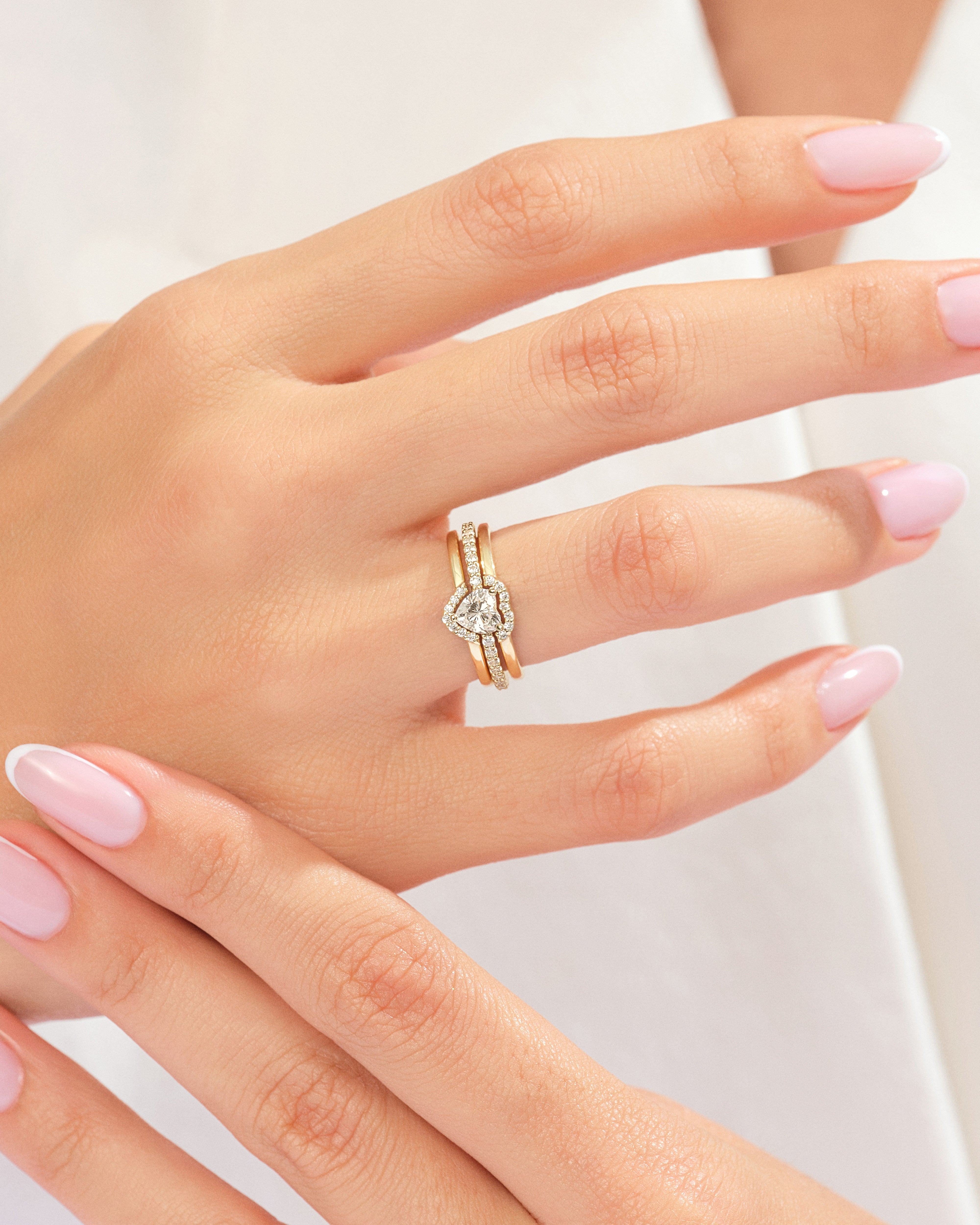 Triple Shank Heart Cut Promise Ring