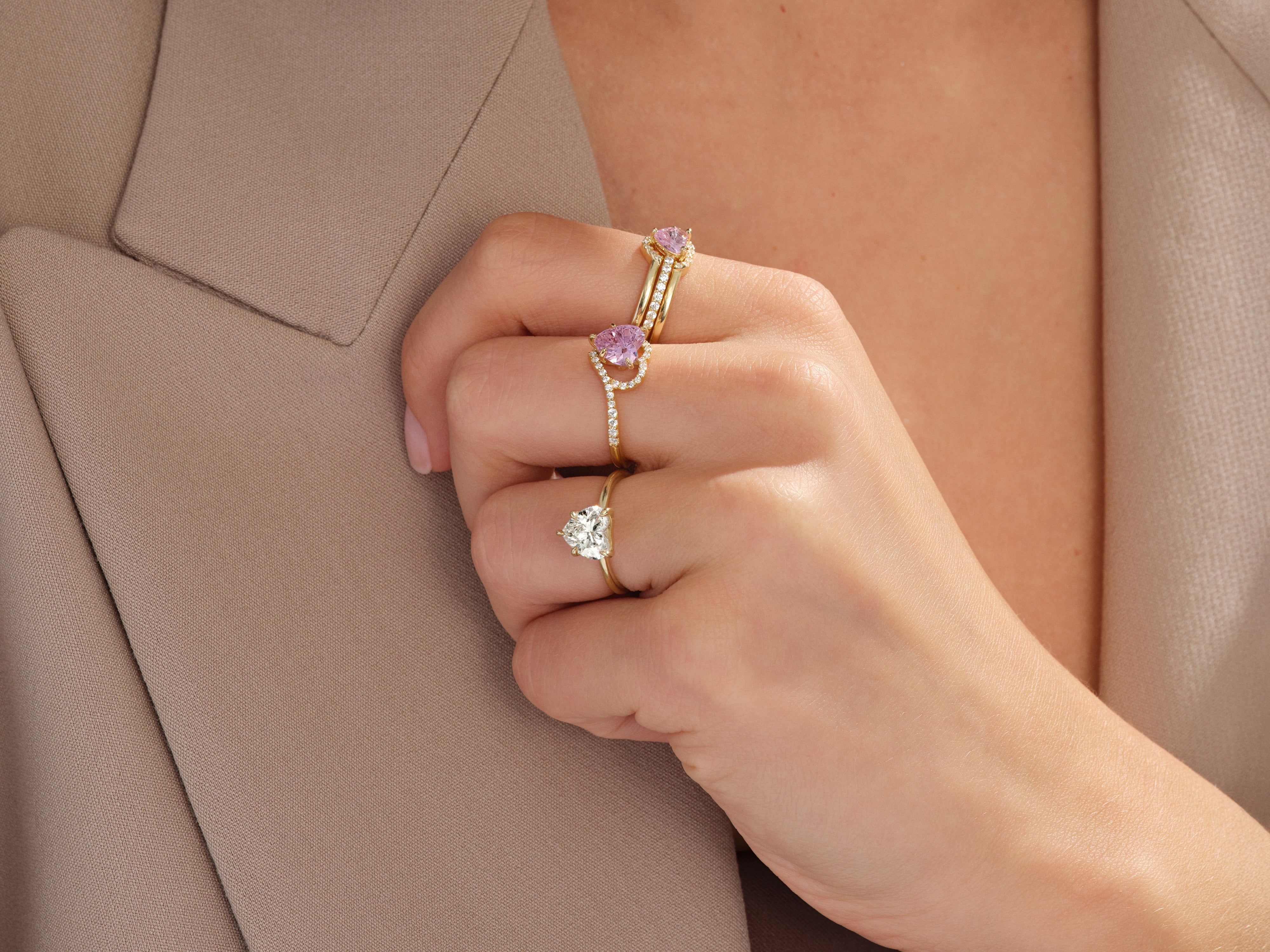 Halo Heart Gemstone Engagement Ring