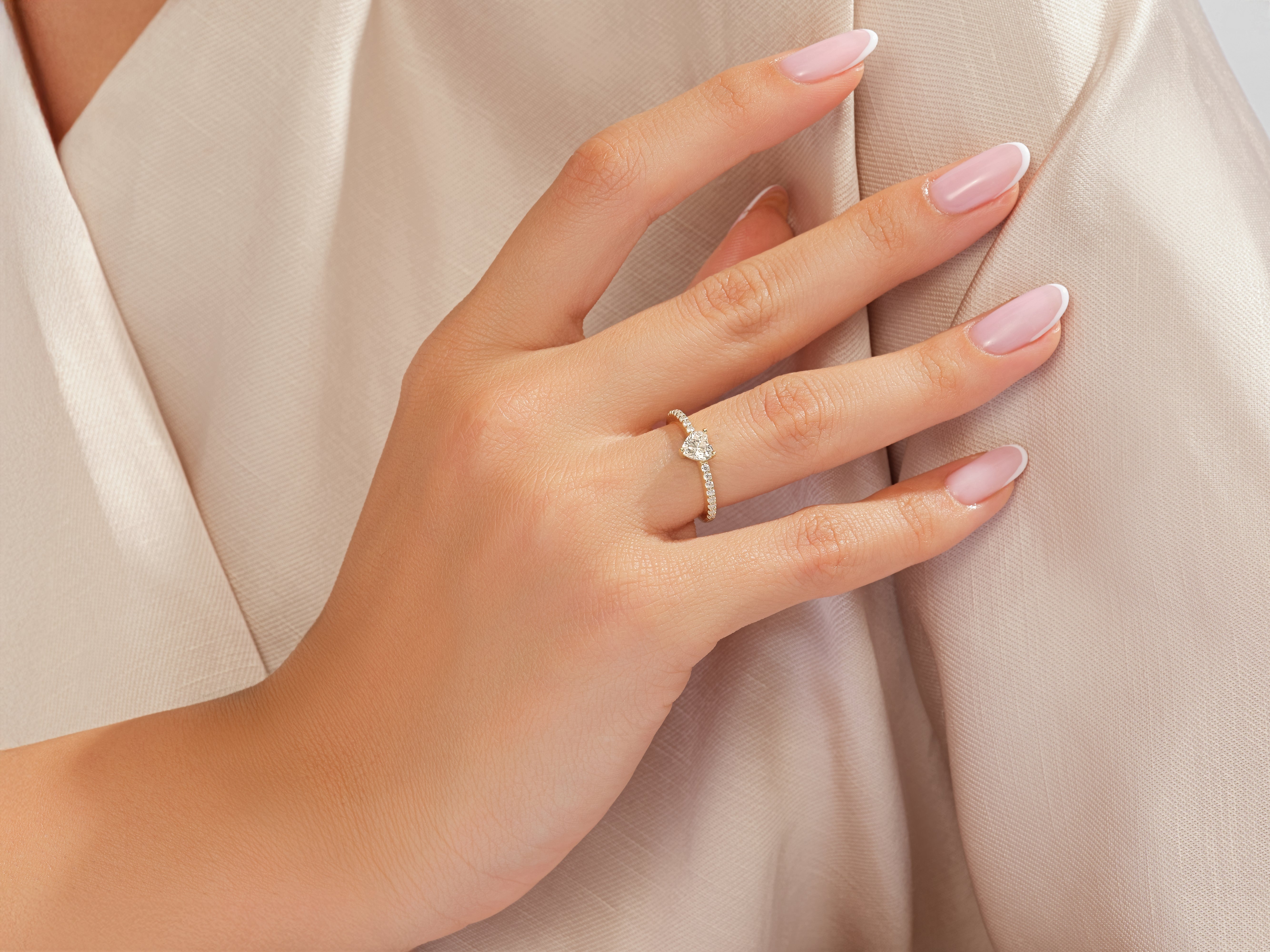 Trio Heart Moissanite Engagement Ring