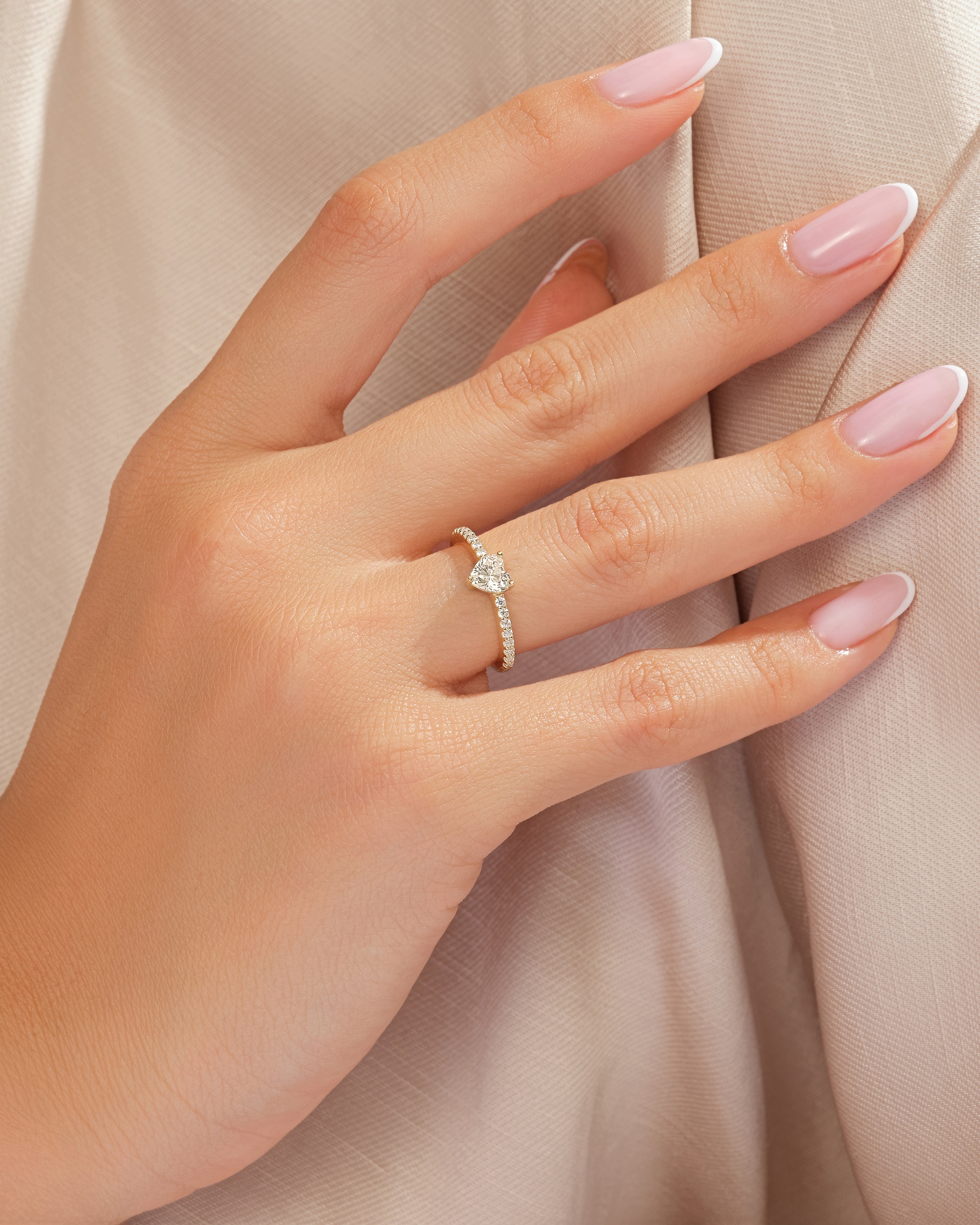 Triple Shank Heart Cut Promise Ring
