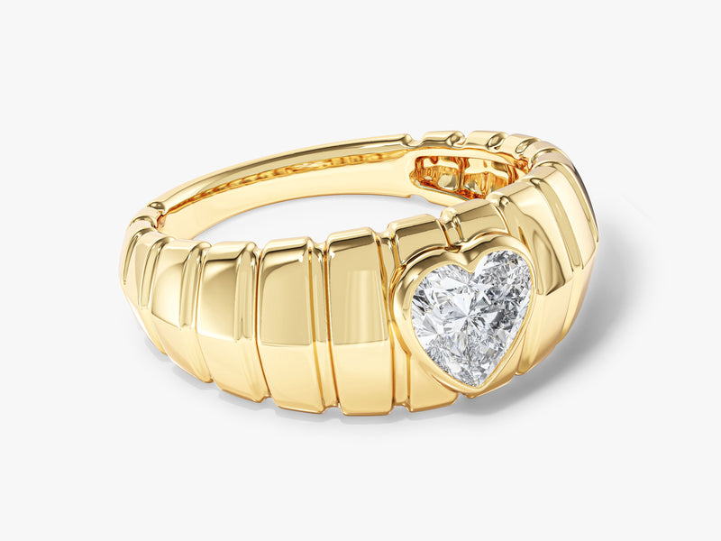 Dome Heart Moissanite Engagement Ring