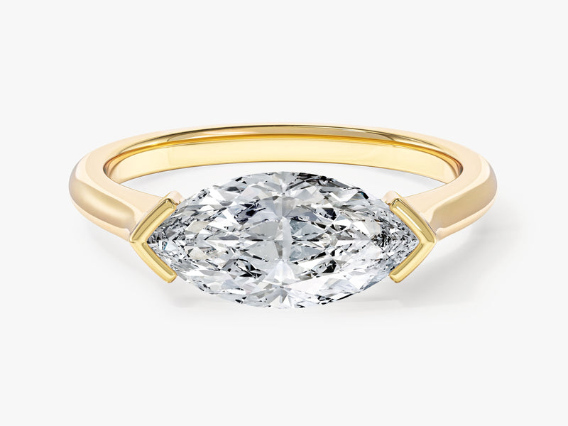 East-West Marquise Lab Grown Diamond Engagement Ring