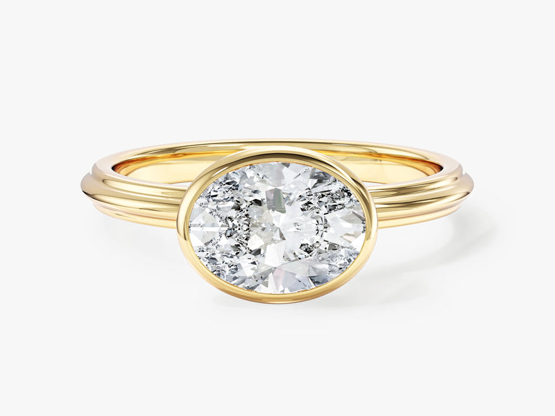 East-West Oval Moissanite Engagement Ring