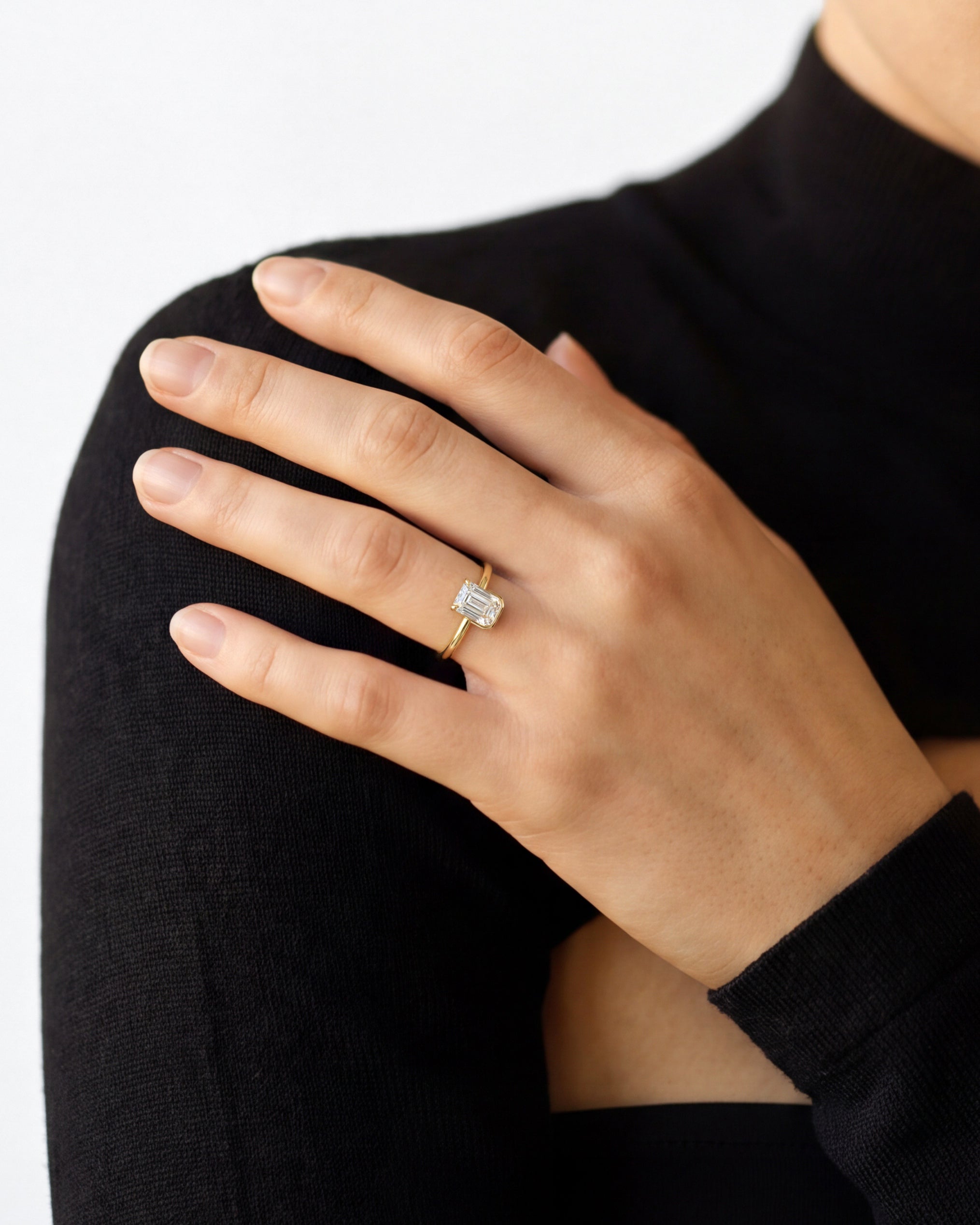 Solo Emerald Cut Moissanite Engagement Ring