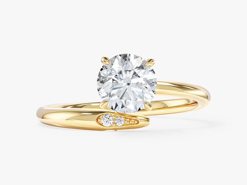 Round Cut Moissanite Open Shank Engagement Ring