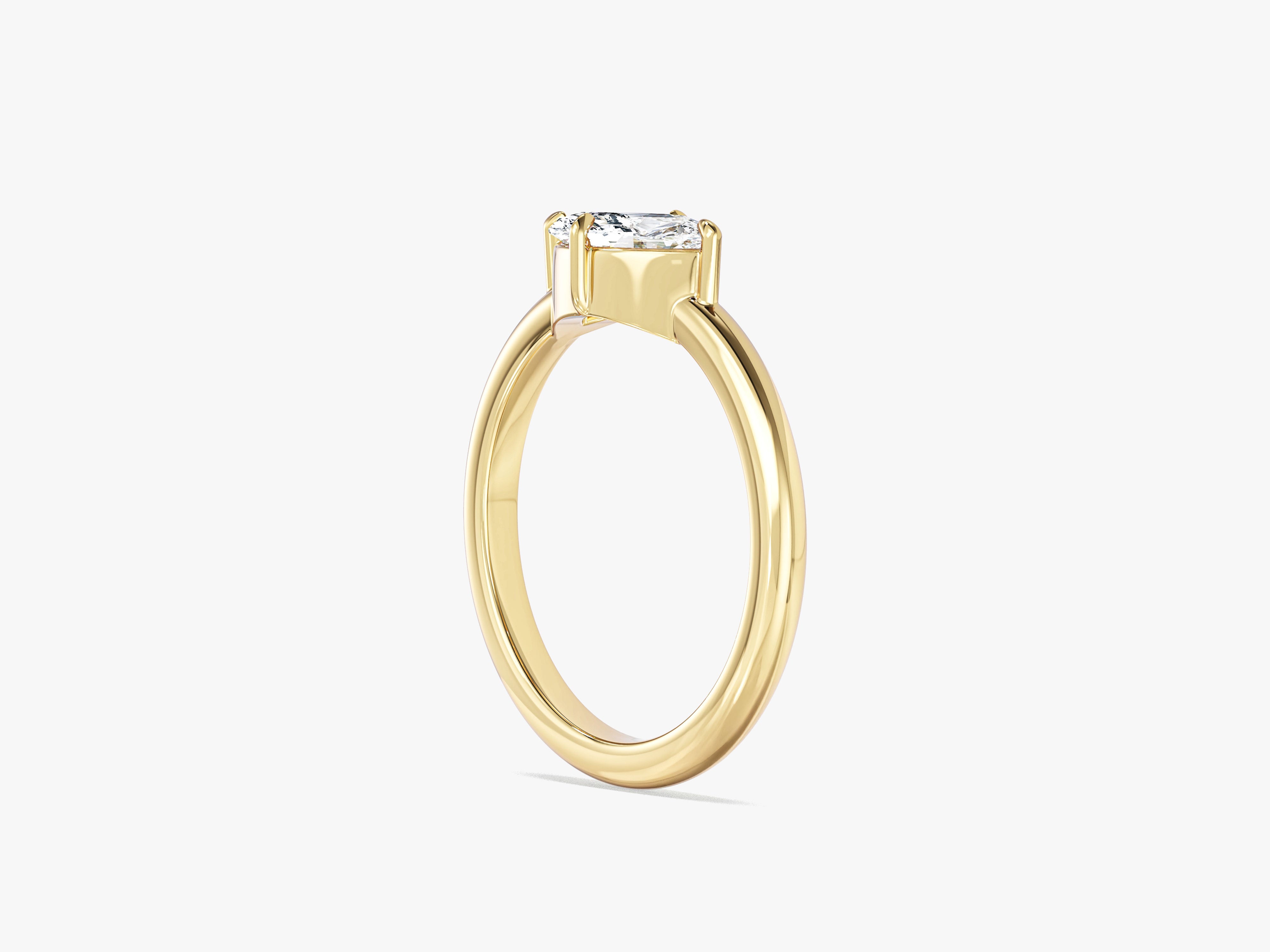 Solitaire East-West Moissanite Engagement Ring