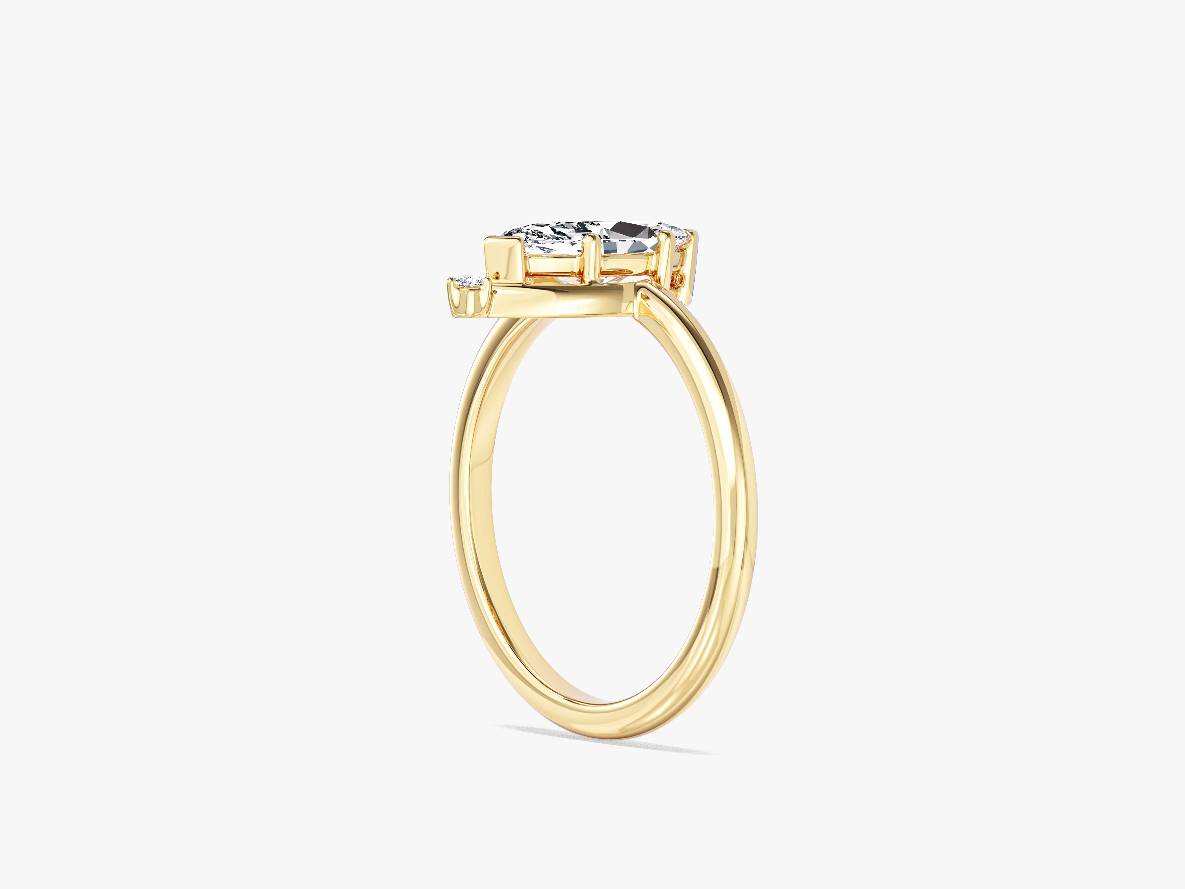 Marquise Cut Moissanite Crown Engagement Ring