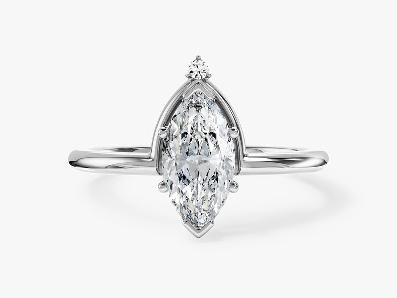Marquise Cut Moissanite Crown Engagement Ring
