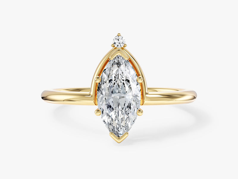 Marquise Cut Moissanite Crown Engagement Ring