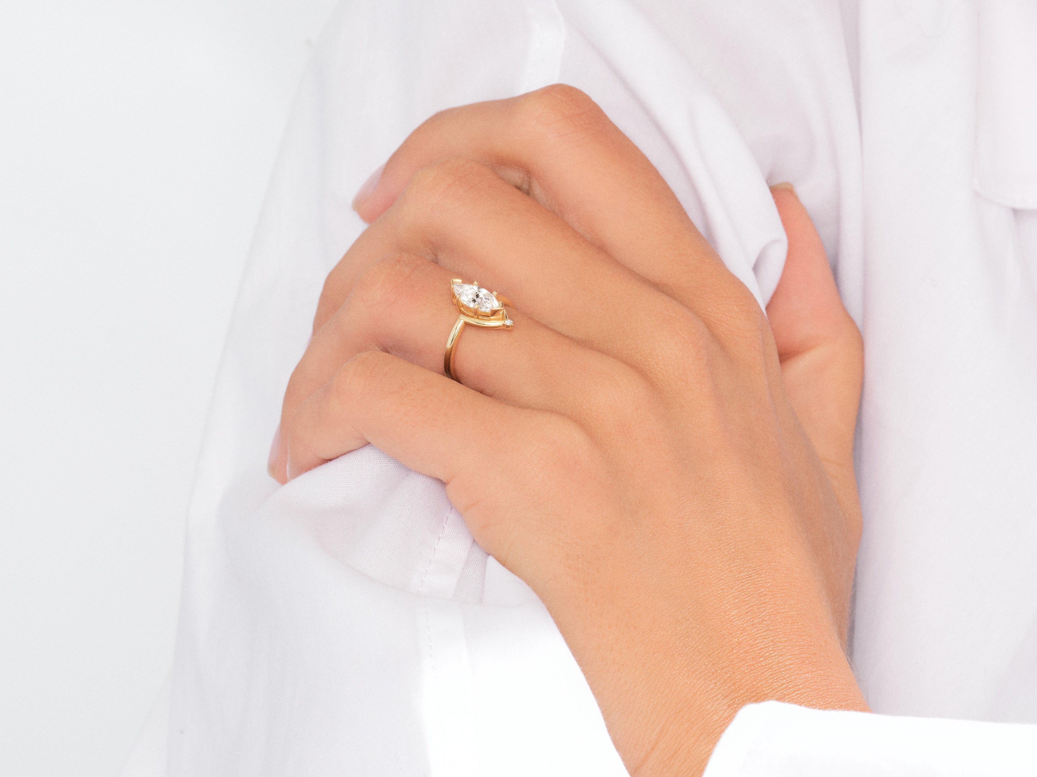 Marquise Cut Moissanite Crown Engagement Ring