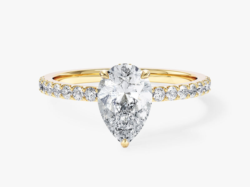 Sidestone Accent Pear Cut Moissanite Engagement Ring