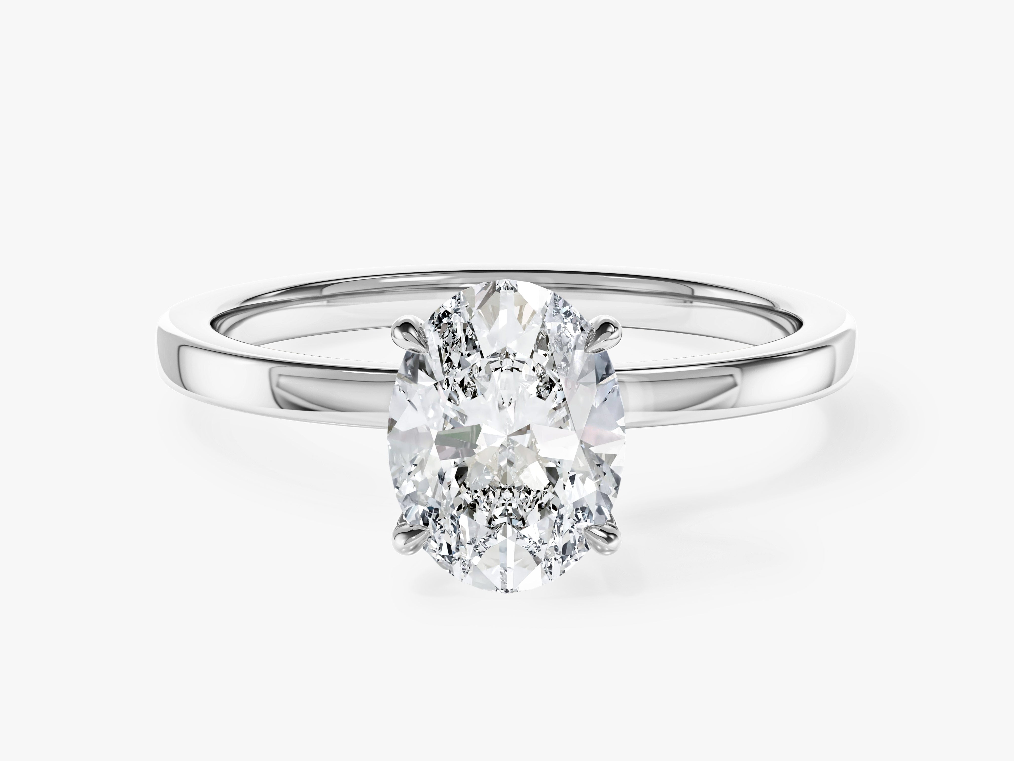 Flat Band Oval Moissanite Engagement Ring