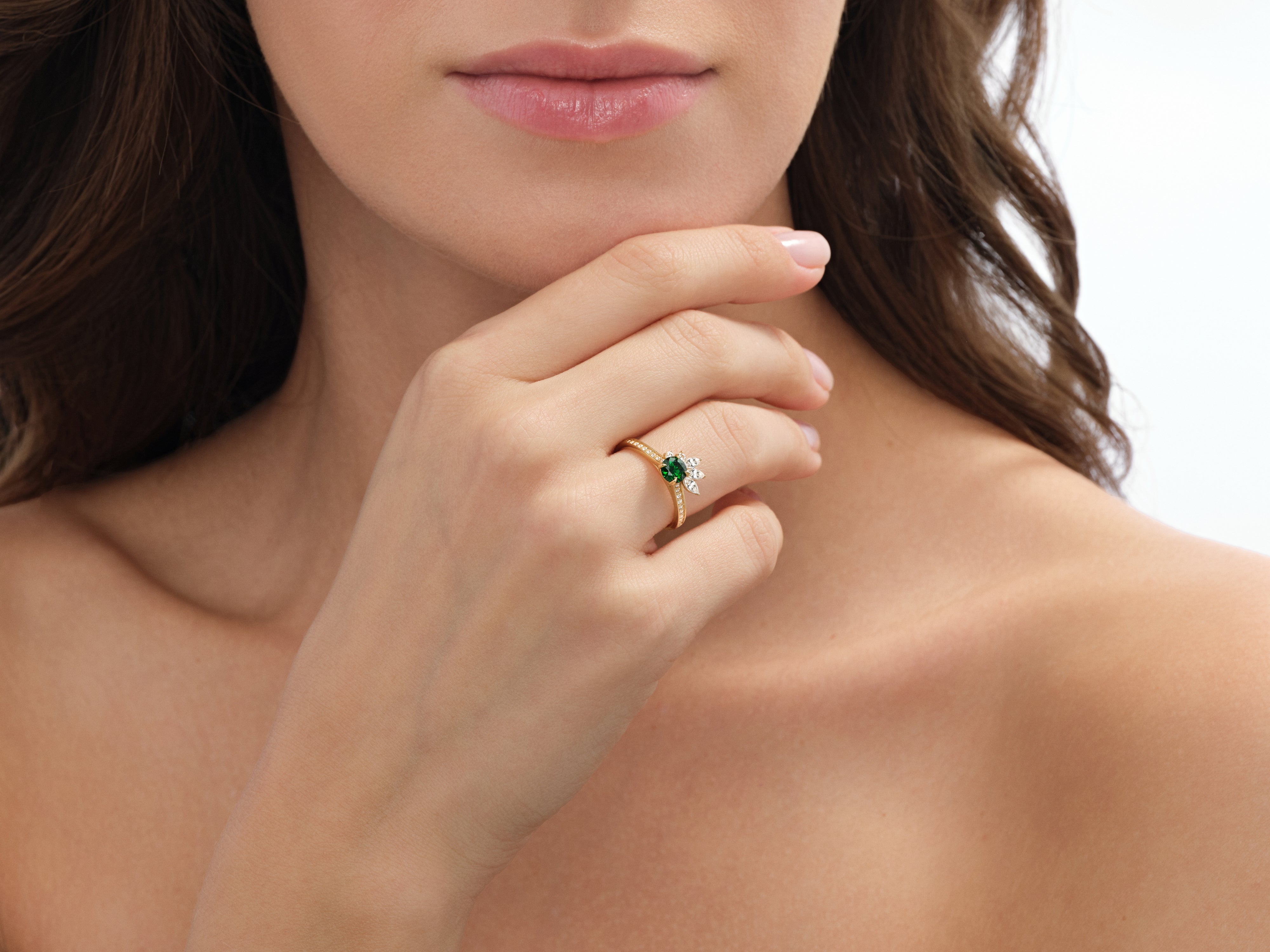Marquise Cluster Gemstone Engagement Ring
