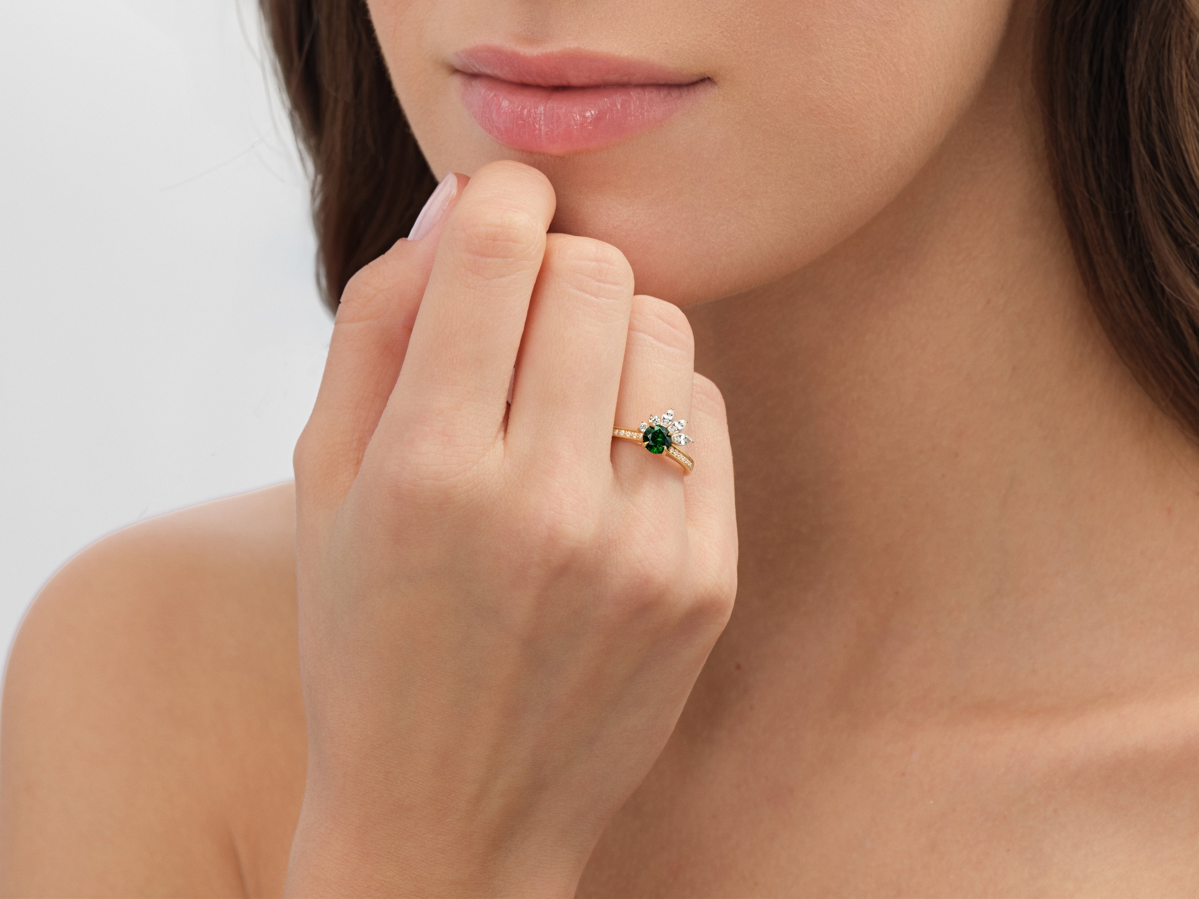 Marquise Cluster Gemstone Engagement Ring