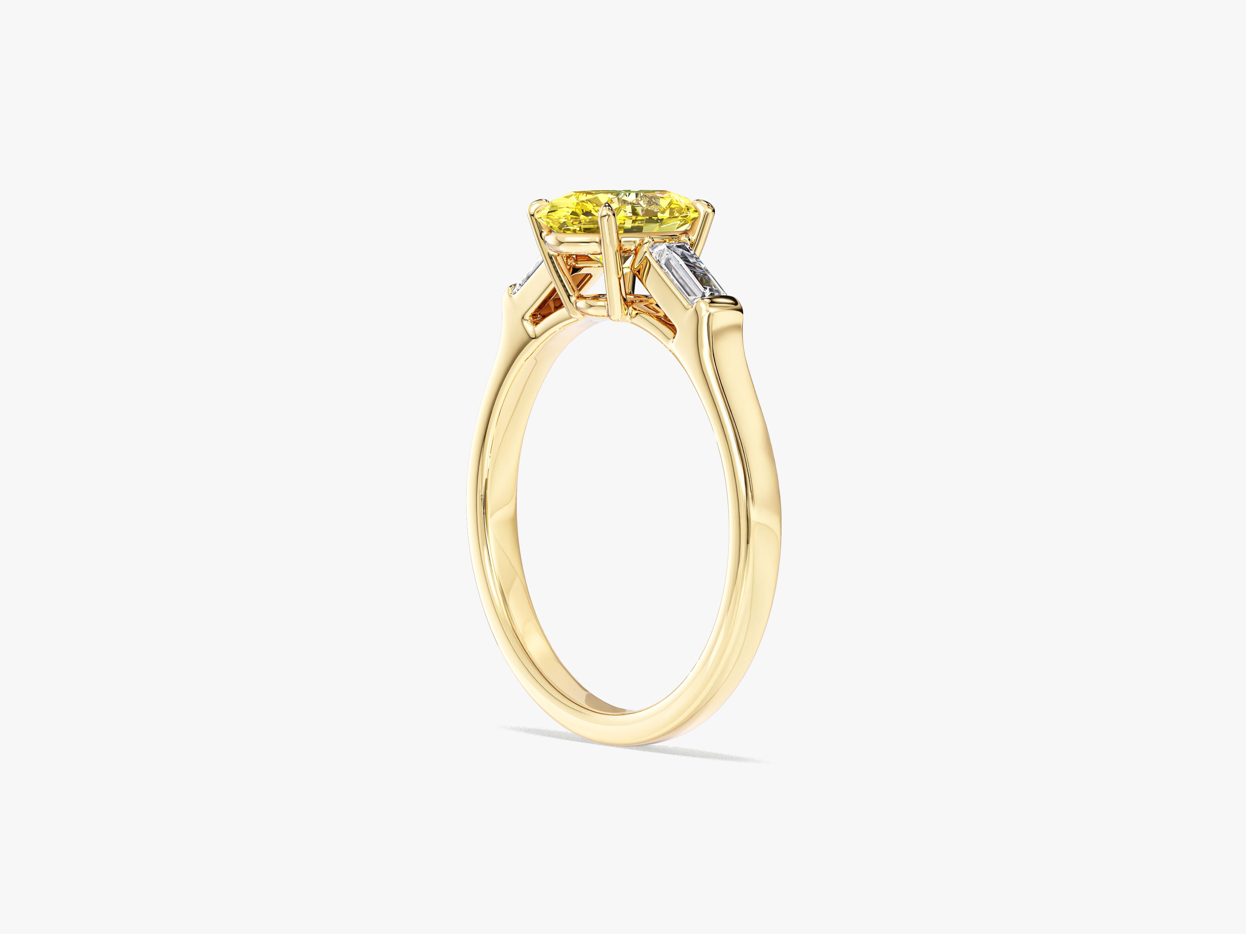 Baguette Accent Gemstone Engagement Ring